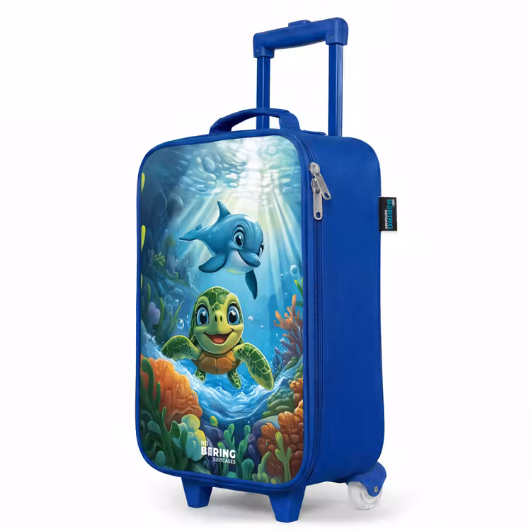 Children's suitcase - Blue - Turtle and dolphin in blue ocean — 5
