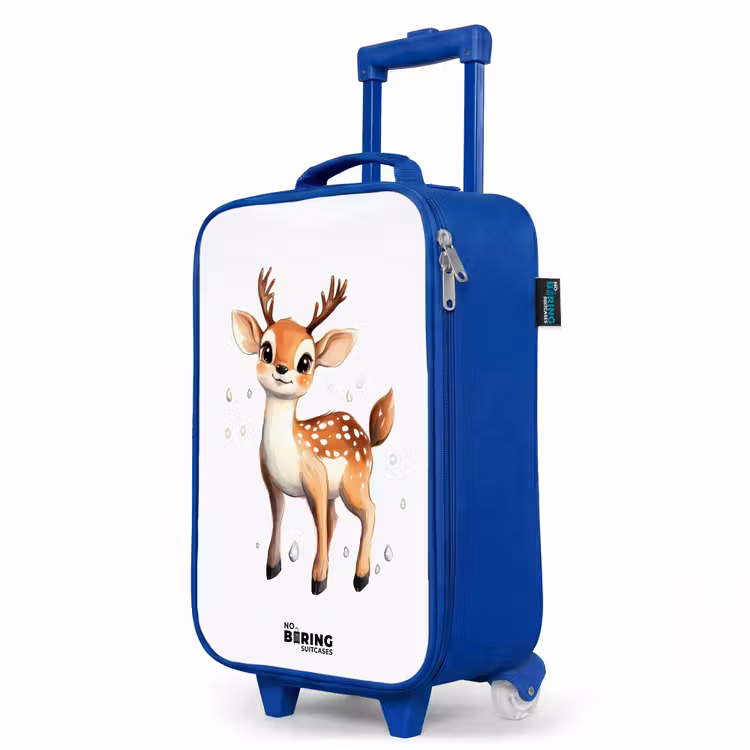 Children's suitcase - Blue - Young deer with antlers and white dots — 5