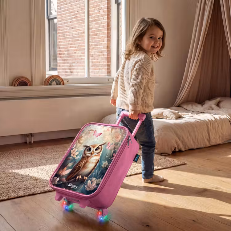 Children's suitcase - Pink - Owl with butterflies in mystical forest — 2