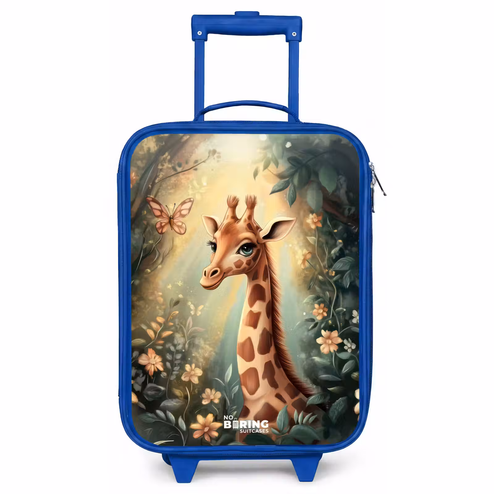 Children's suitcase - Blue - Young giraffe among flowers in sunny forest — 1