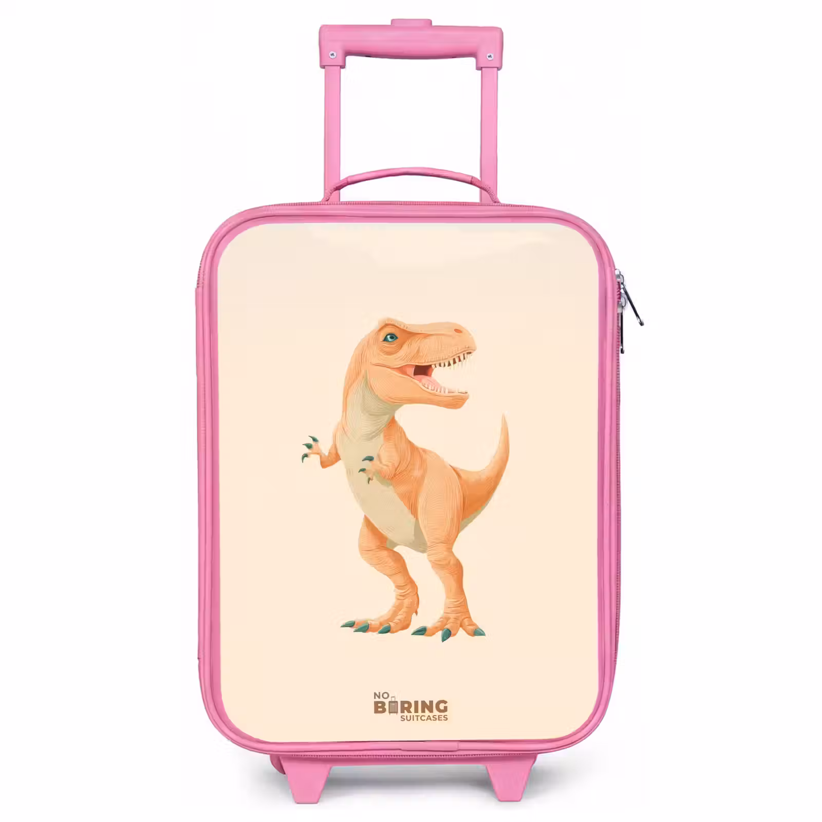 Children's suitcase - Pink - T-rex dino in orange colors — 1