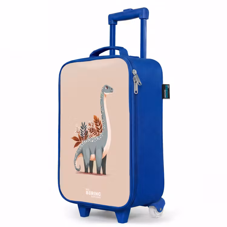 Children's suitcase - Blue - Blue dinosaur on a beige background — 5