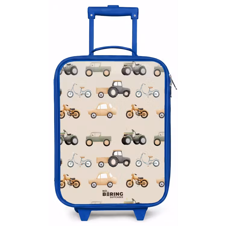 Children's suitcase - Blue - Retro vehicles pattern — 1