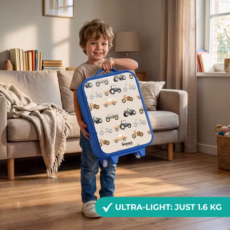Children's suitcase - Blue - Retro vehicles pattern — 3