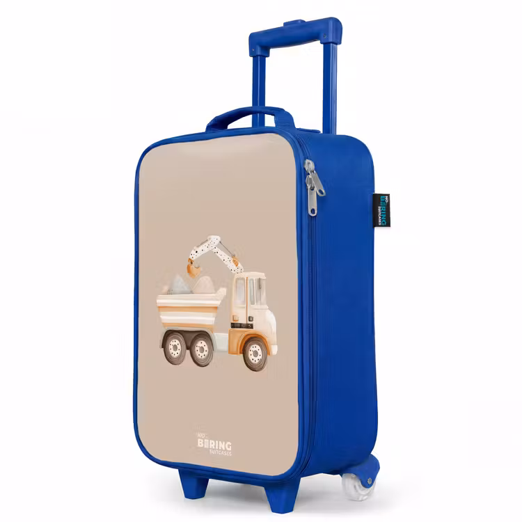 Children's suitcase - Blue - Yellow dump truck in neutral colors — 5