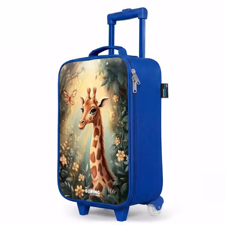 Children's suitcase - Blue - Young giraffe among flowers in sunny forest — 5