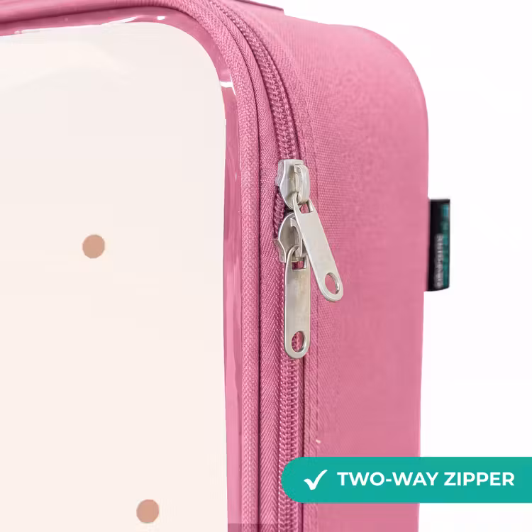 Children's suitcase - Pink - Beige dino on a polka dot background — 4