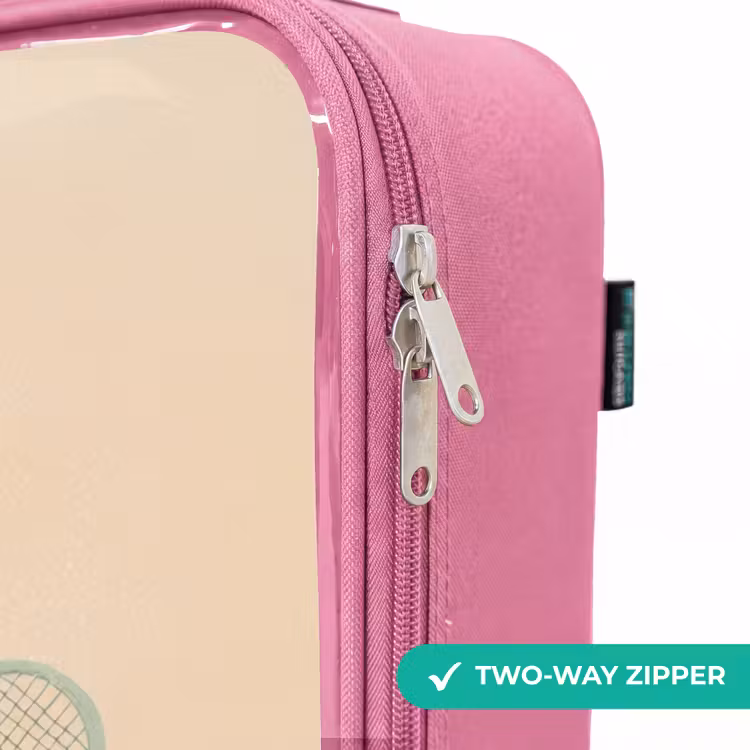 Children's suitcase - Pink - Boy plays tennis on sand-colored background — 4