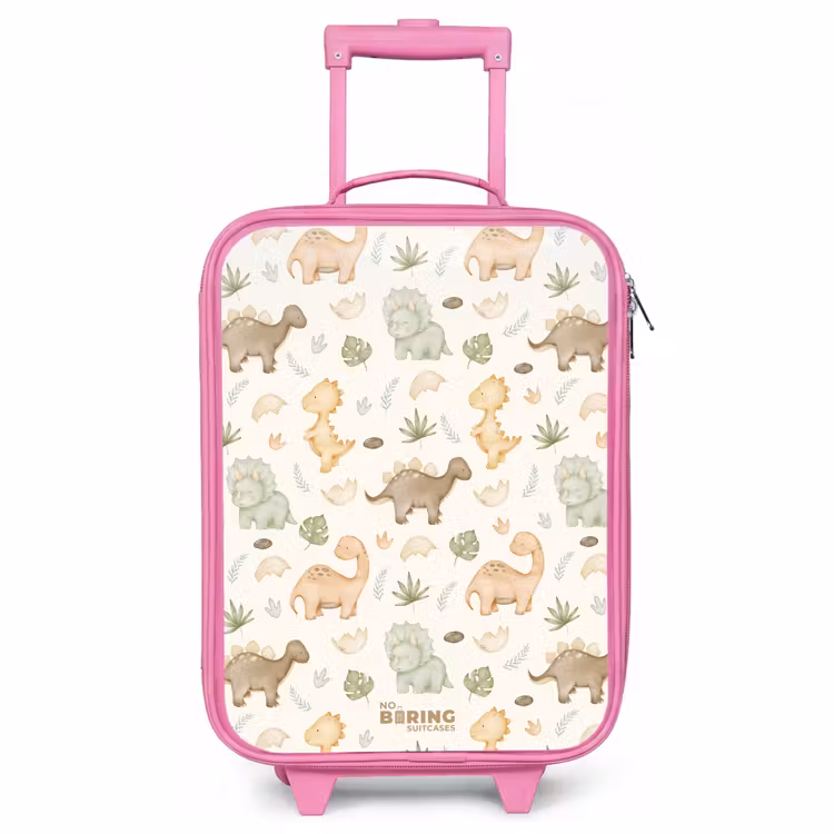 Children's suitcase - Pink - Dino pattern in pastel colors — 1