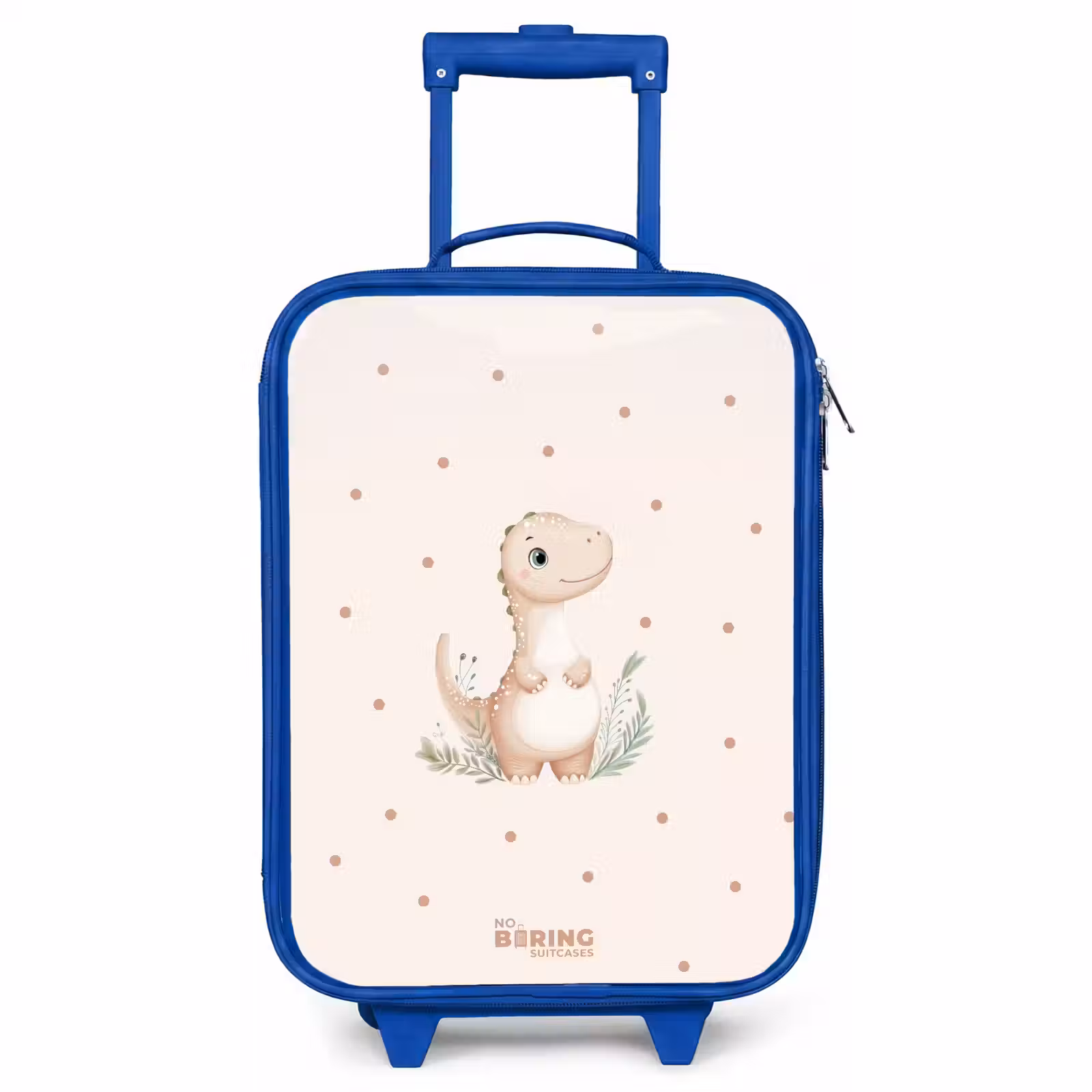 Children's suitcase - Blue - Beige dino on a polka dot background — 1