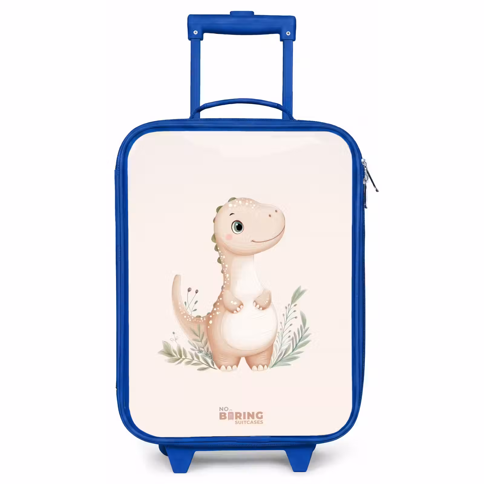Children's suitcase - Blue - Beige dinosaur with green leaves — 1