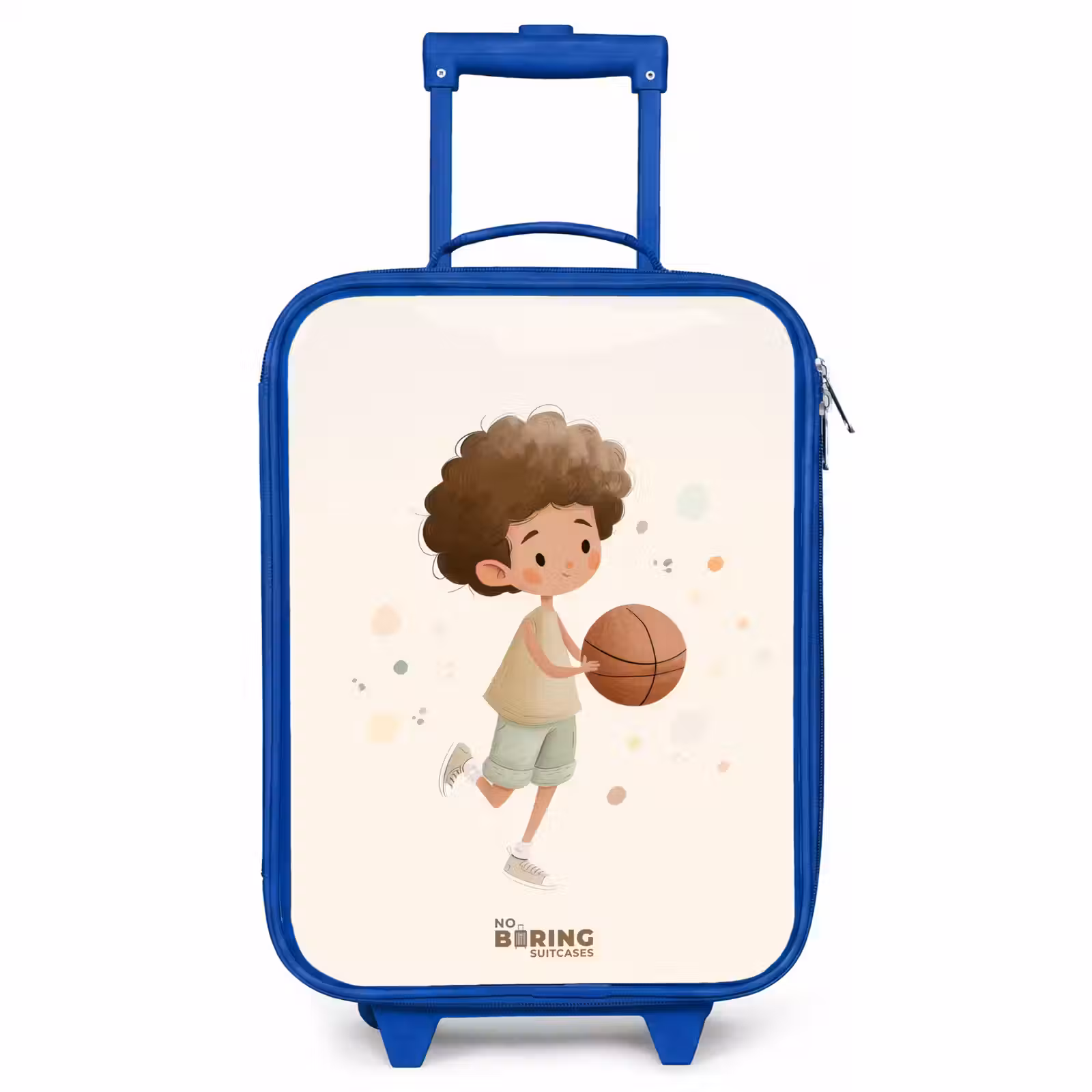 Children's suitcase - Blue - Boy with a basketball in beige colors — 1