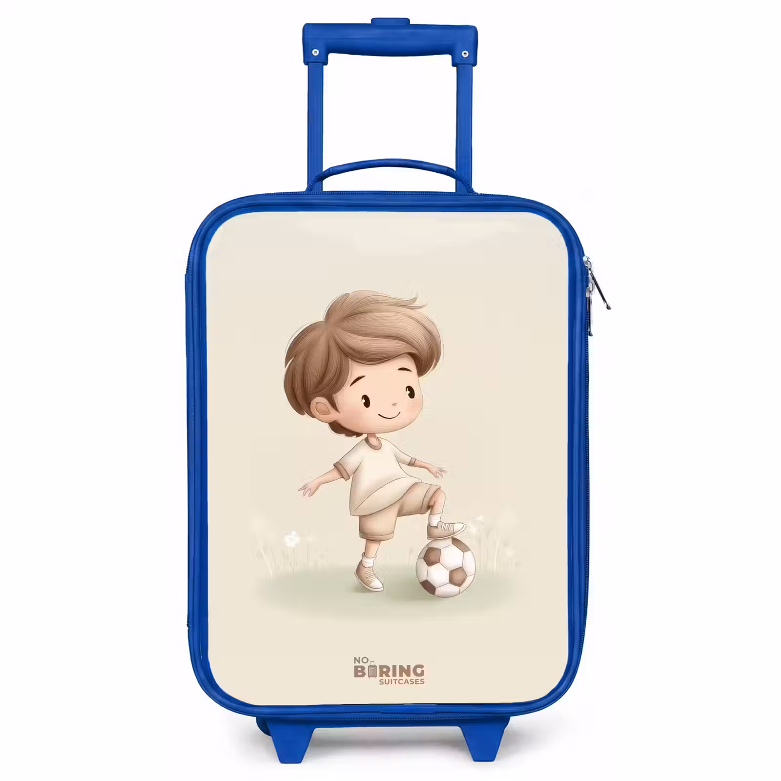 Children's suitcase - Blue - Boy with a soccer ball in brown shades — 1
