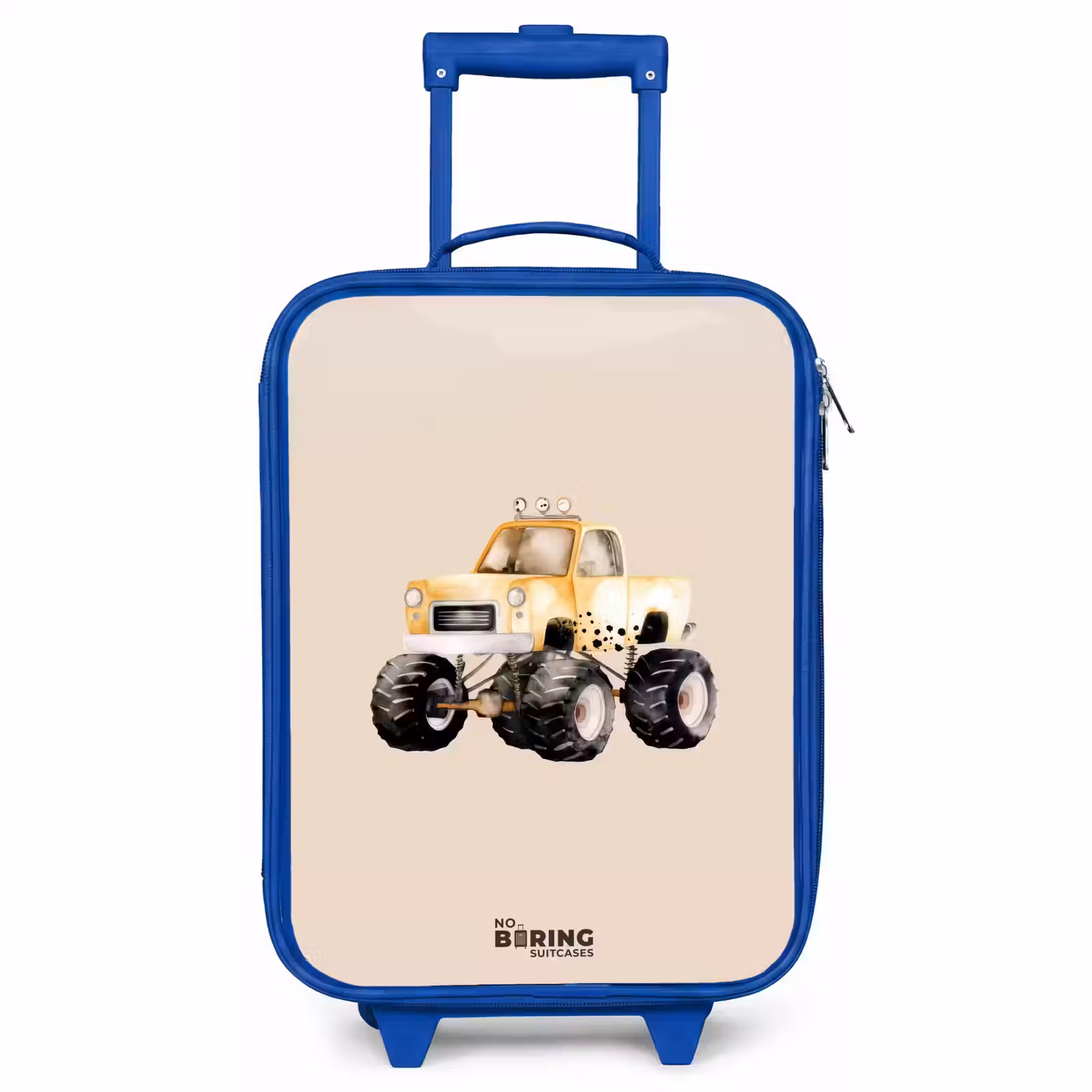 Children's suitcase - Blue - Yellow monster truck on a beige background — 1