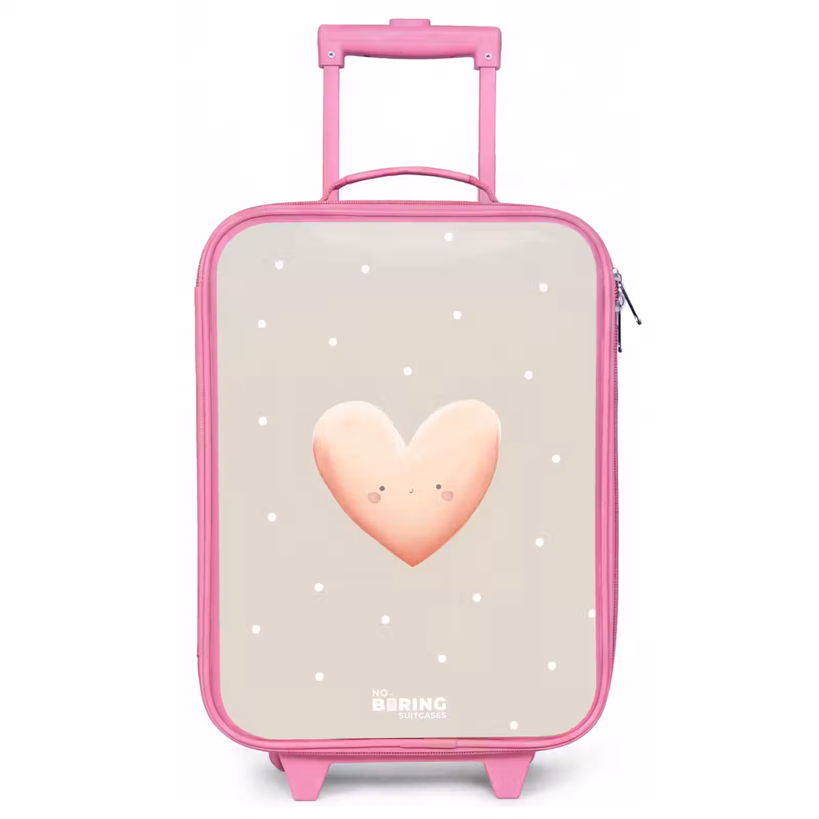 Children's suitcase - Pink - Pink heart surrounded by beige dots — 1