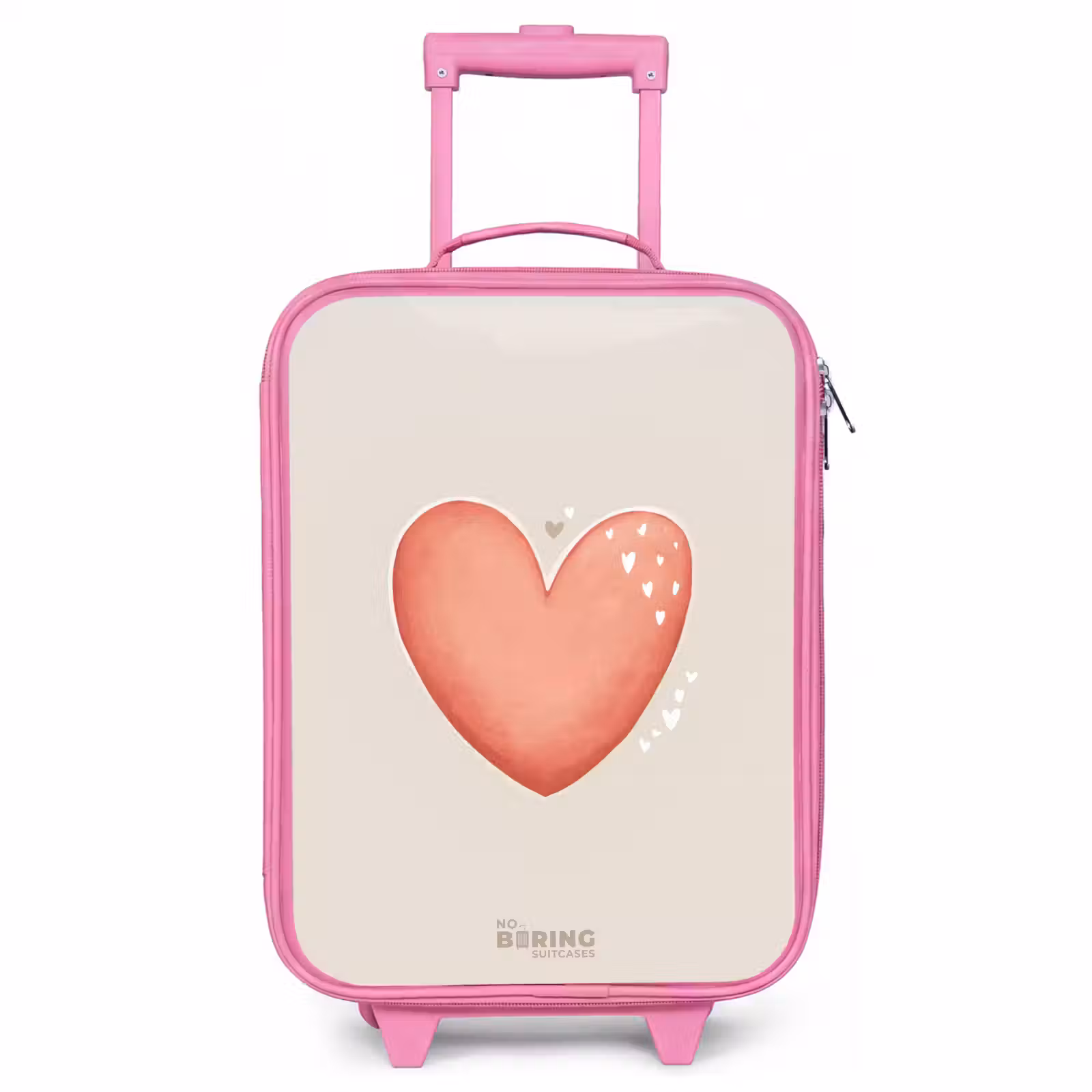 Children's suitcase - Pink - Red heart on a beige background — 1