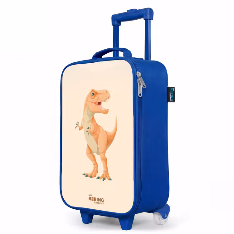 Children's suitcase - Blue - T-rex dino in orange colors — 5
