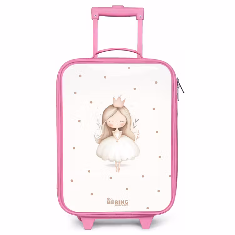 Children's suitcase - Pink - Ballerina princess between beige polka dots — 1