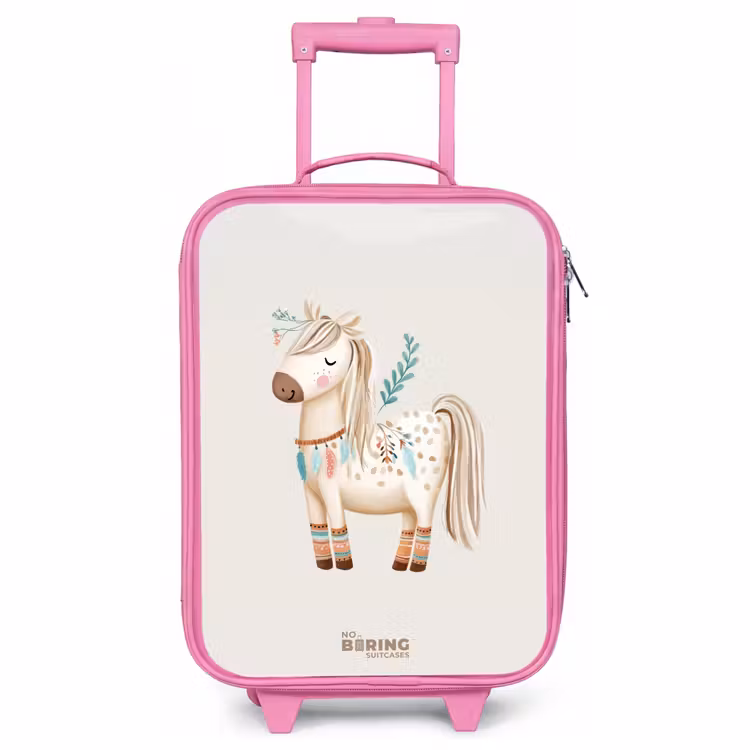 Children's suitcase - Pink - Bohemian horse in beige shades — 1