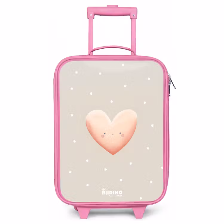 Children's suitcase - Pink - Pink heart surrounded by beige dots — 1