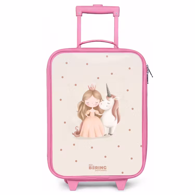 Children's suitcase - Pink - Princess and a unicorn in pastel colors — 1