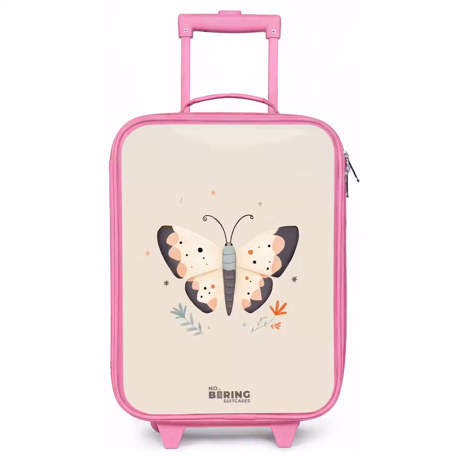 Children's suitcase - Pink - Butterfly in neutral pastel colors — 1