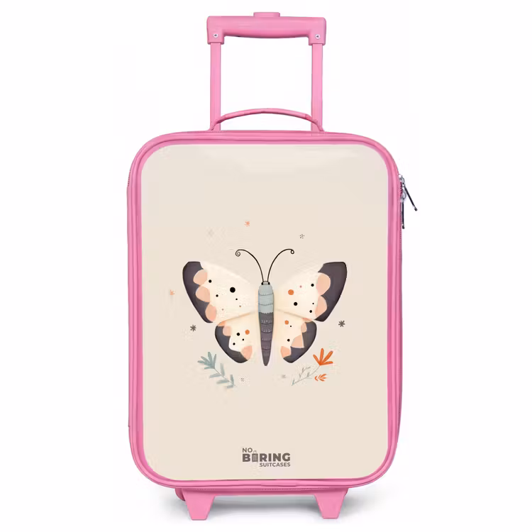 Children's suitcase - Pink - Butterfly in neutral pastel colors — 1