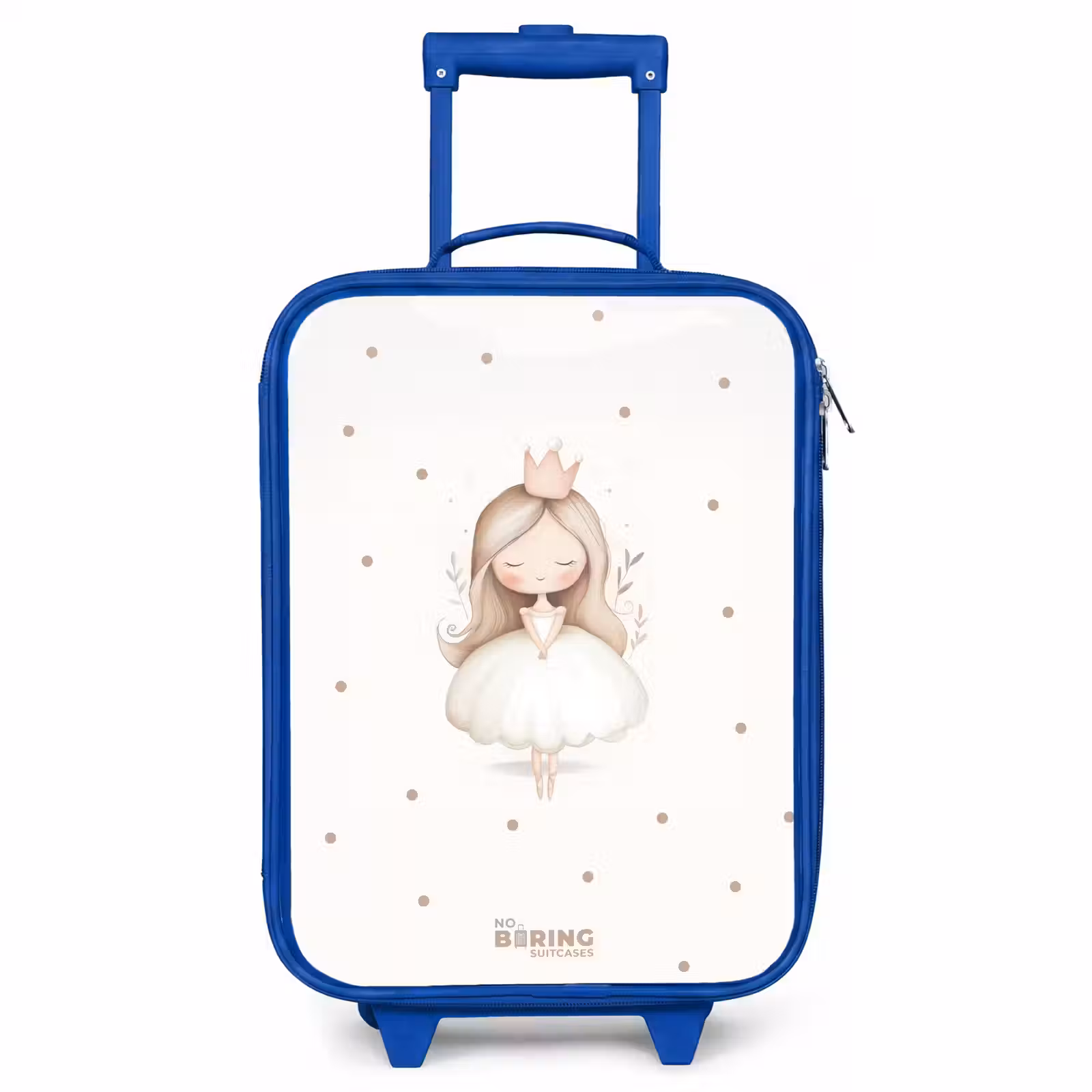 Children's suitcase - Blue - Ballerina princess between beige polka dots — 1