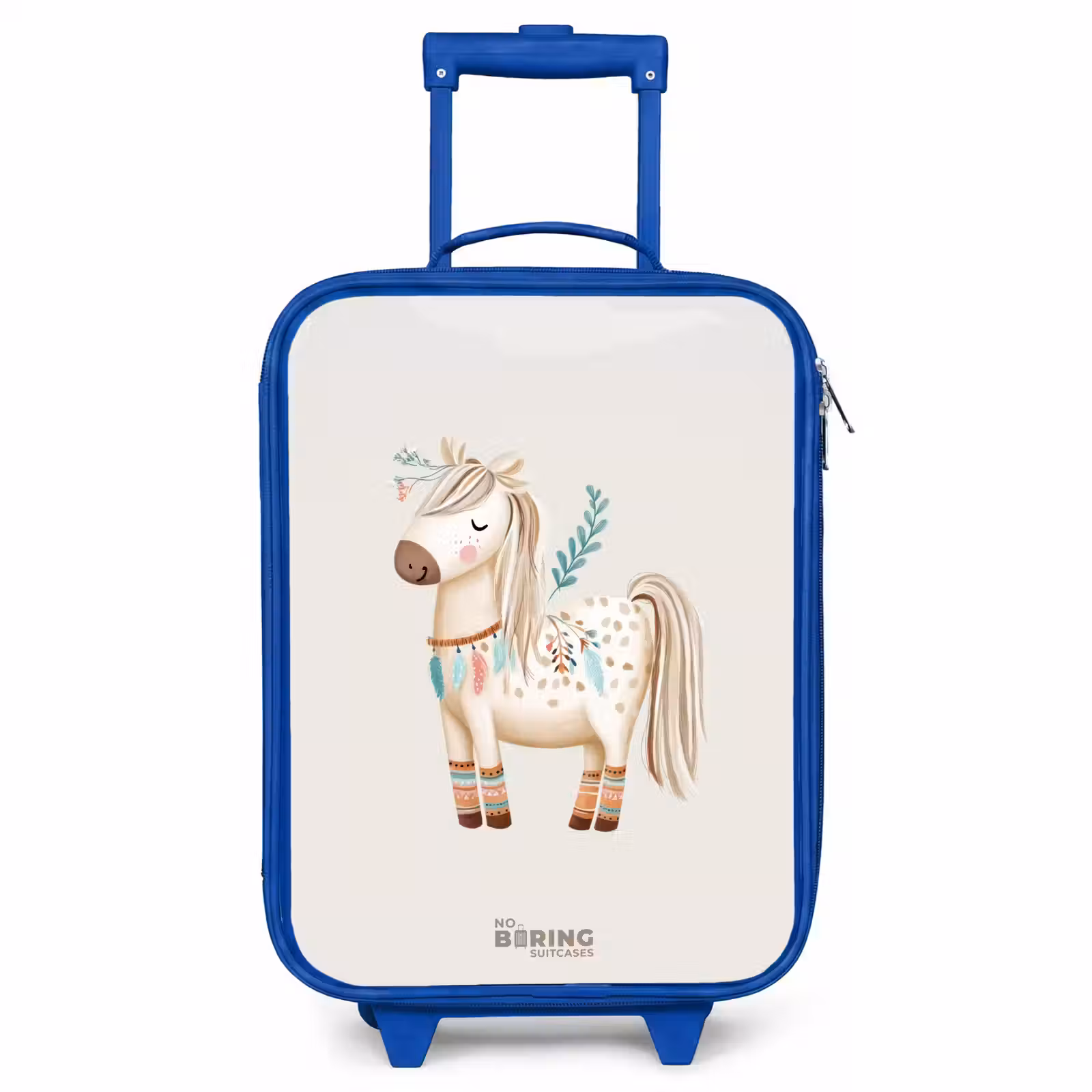 Children's suitcase - Blue - Bohemian horse in beige shades — 1