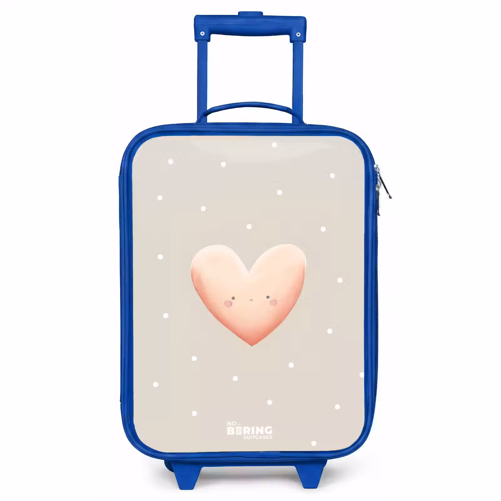 Children's suitcase - Blue - Pink heart surrounded by beige dots — 1