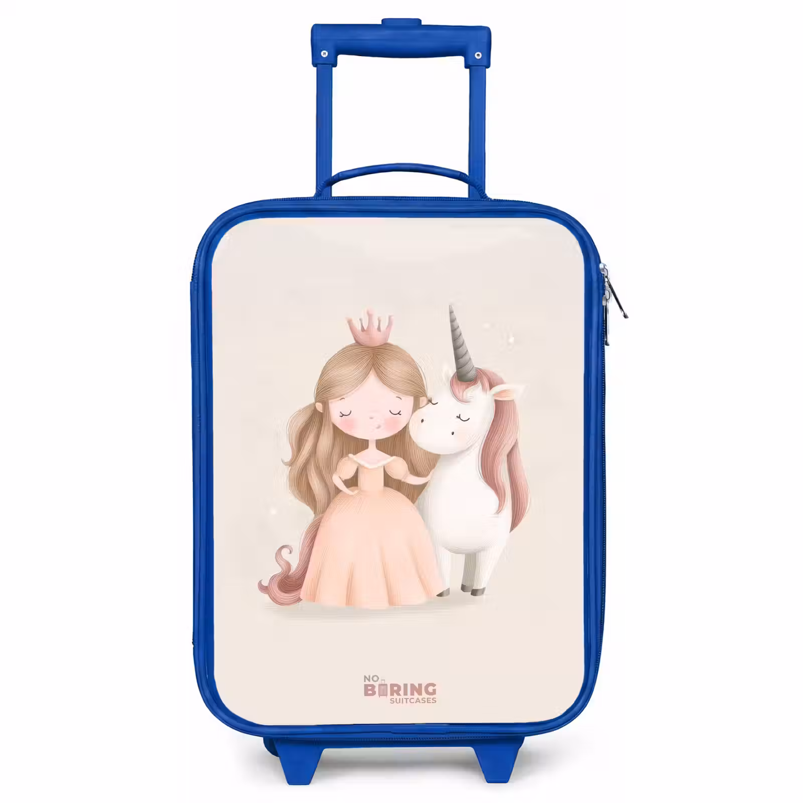 Children's suitcase - Blue - Princess and a unicorn in pastel colors — 1