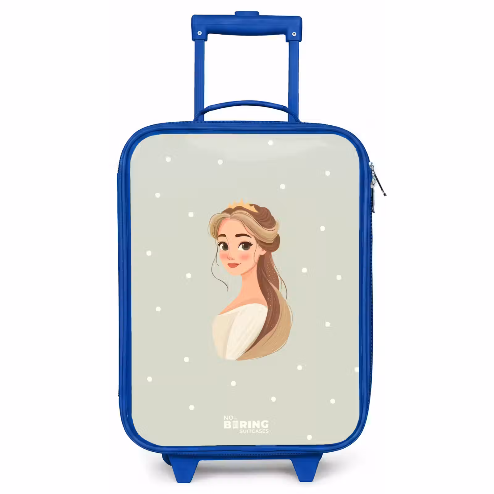 Children's suitcase - Blue - Princess with tiara on green polka dot background — 1