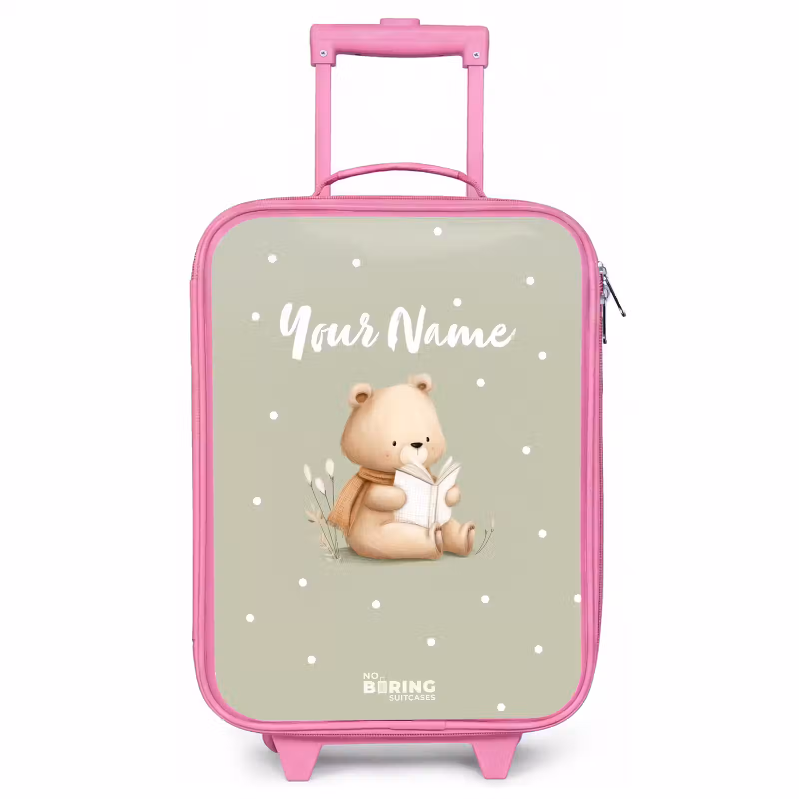 Children's suitcase - Pink - A brown bear reading a book - Green — 1