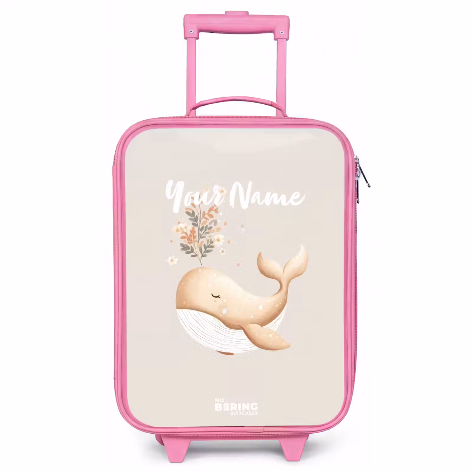 Children's suitcase - Pink - Whale in pastel beige colors — 1