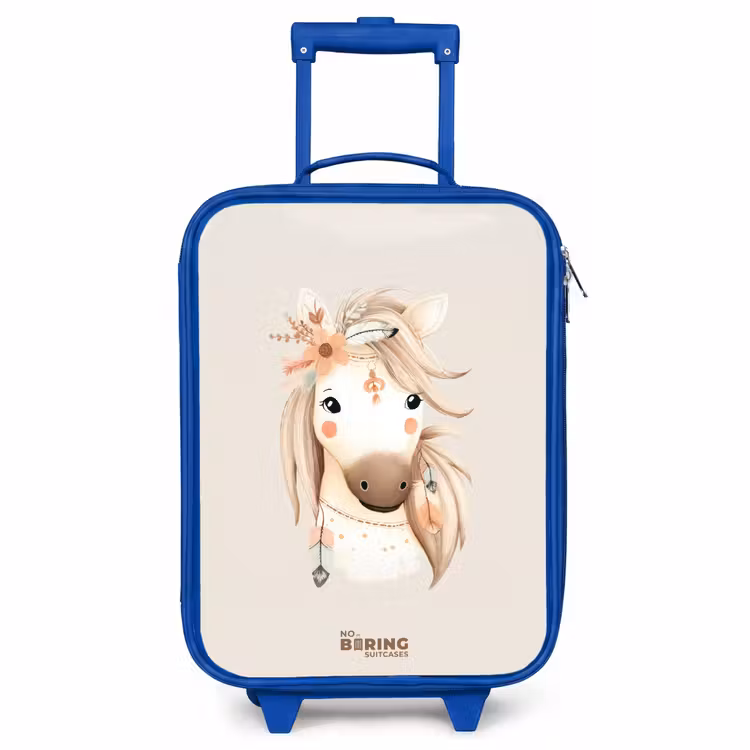 Children's suitcase - Blue - Bohemian horse in pastel colors — 1