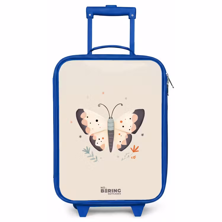 Children's suitcase - Blue - Butterfly in neutral pastel colors — 1
