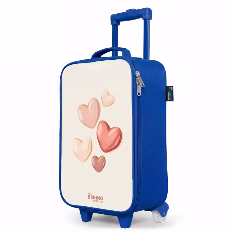 Children's suitcase - Blue - Floating hearts in soft shades of red and pink — 5