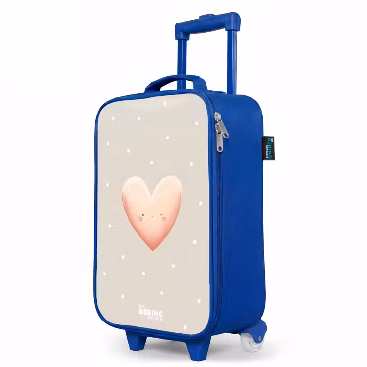 Children's suitcase - Blue - Pink heart surrounded by beige dots — 5