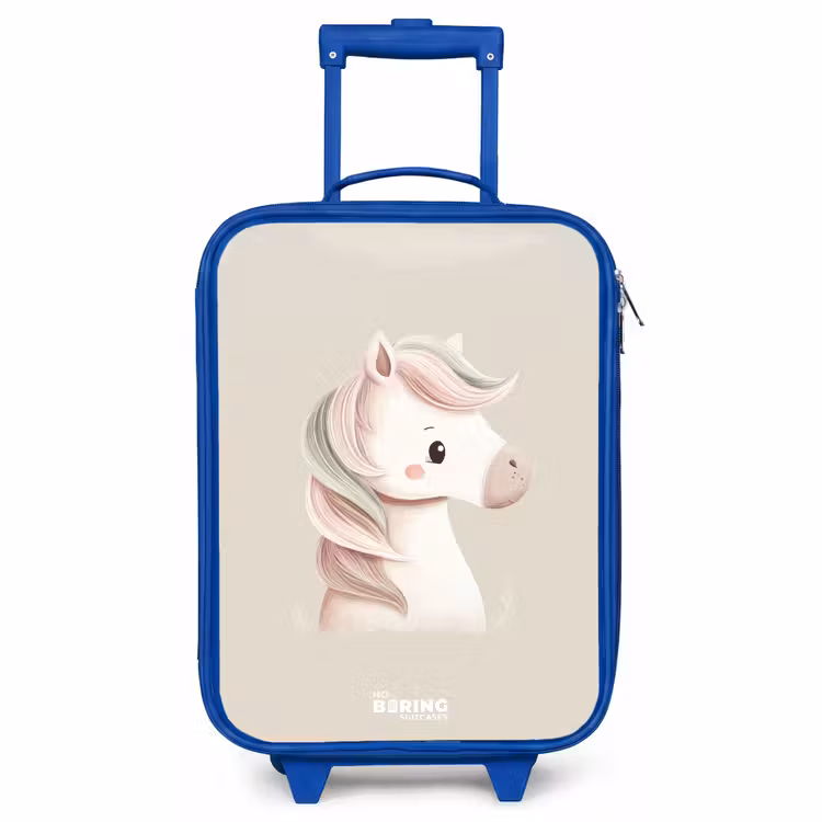 Children's suitcase - Blue - Pony in pink pastel colors — 1