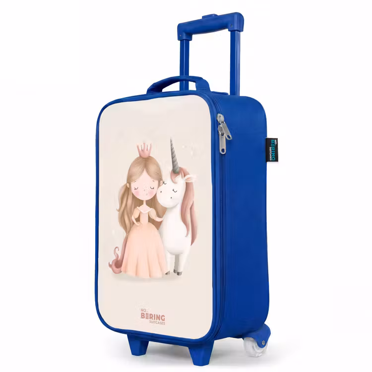 Children's suitcase - Blue - Princess and a unicorn in pastel colors — 5