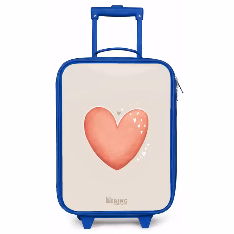 Children's suitcase - Blue - Red heart on a beige background — 1
