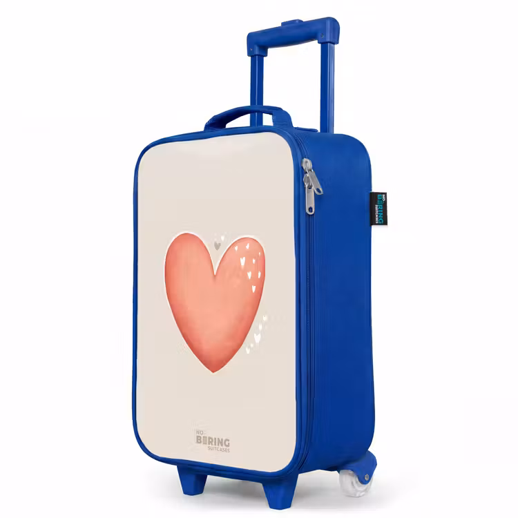 Children's suitcase - Blue - Red heart on a beige background — 5