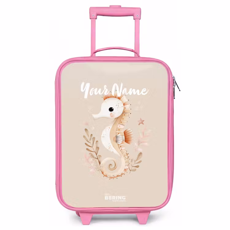 Children's suitcase - Pink - Pink seahorse among sea plants — 1