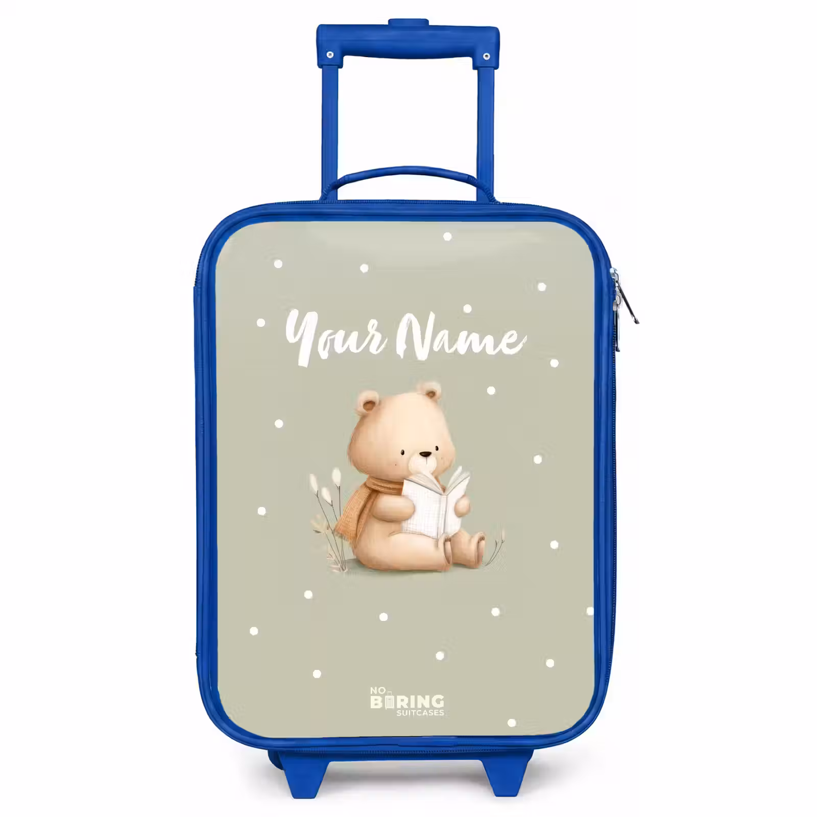Children's suitcase - Blue - A brown bear reading a book - Green — 1