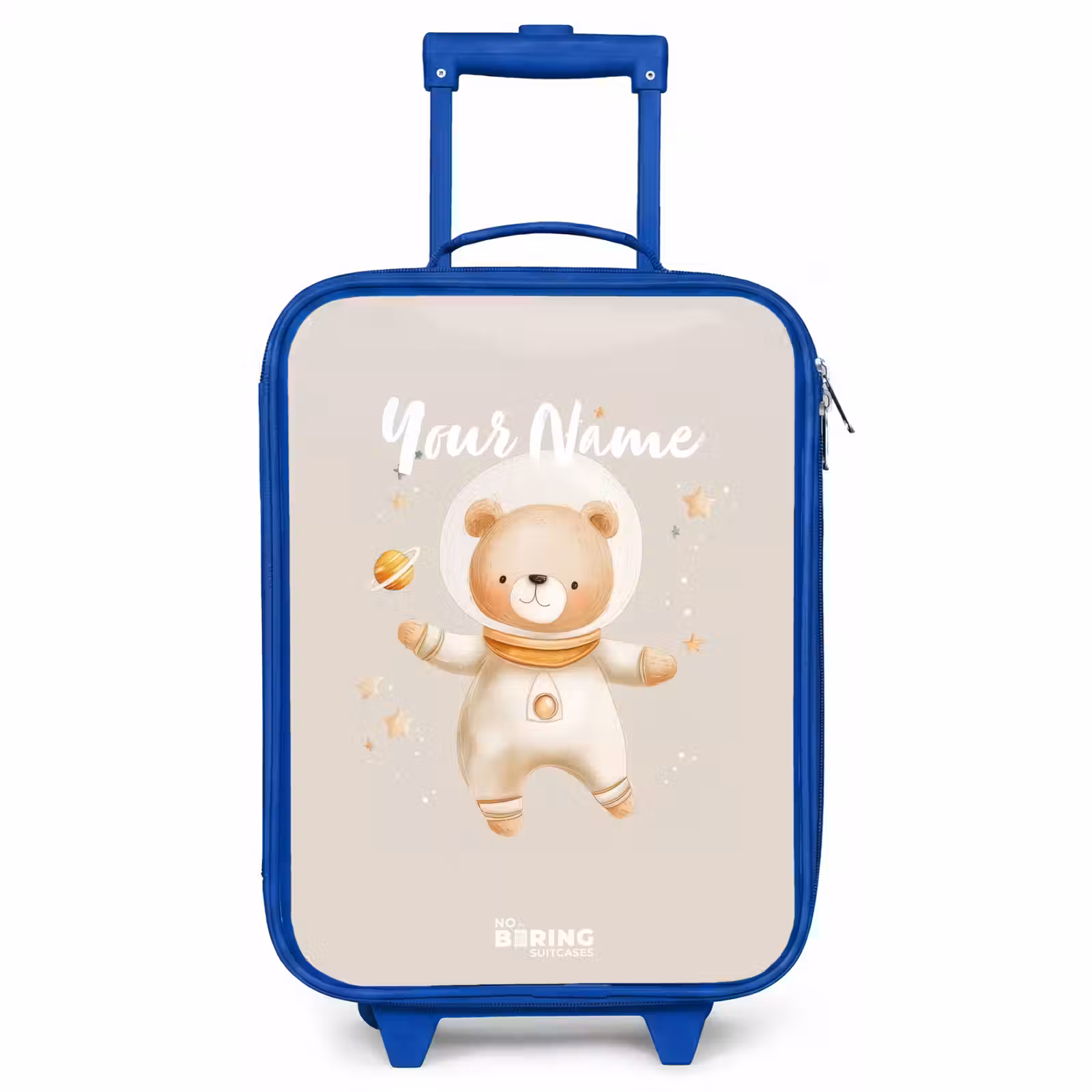 Children's suitcase - Blue - Beige space bear floats among stars — 1