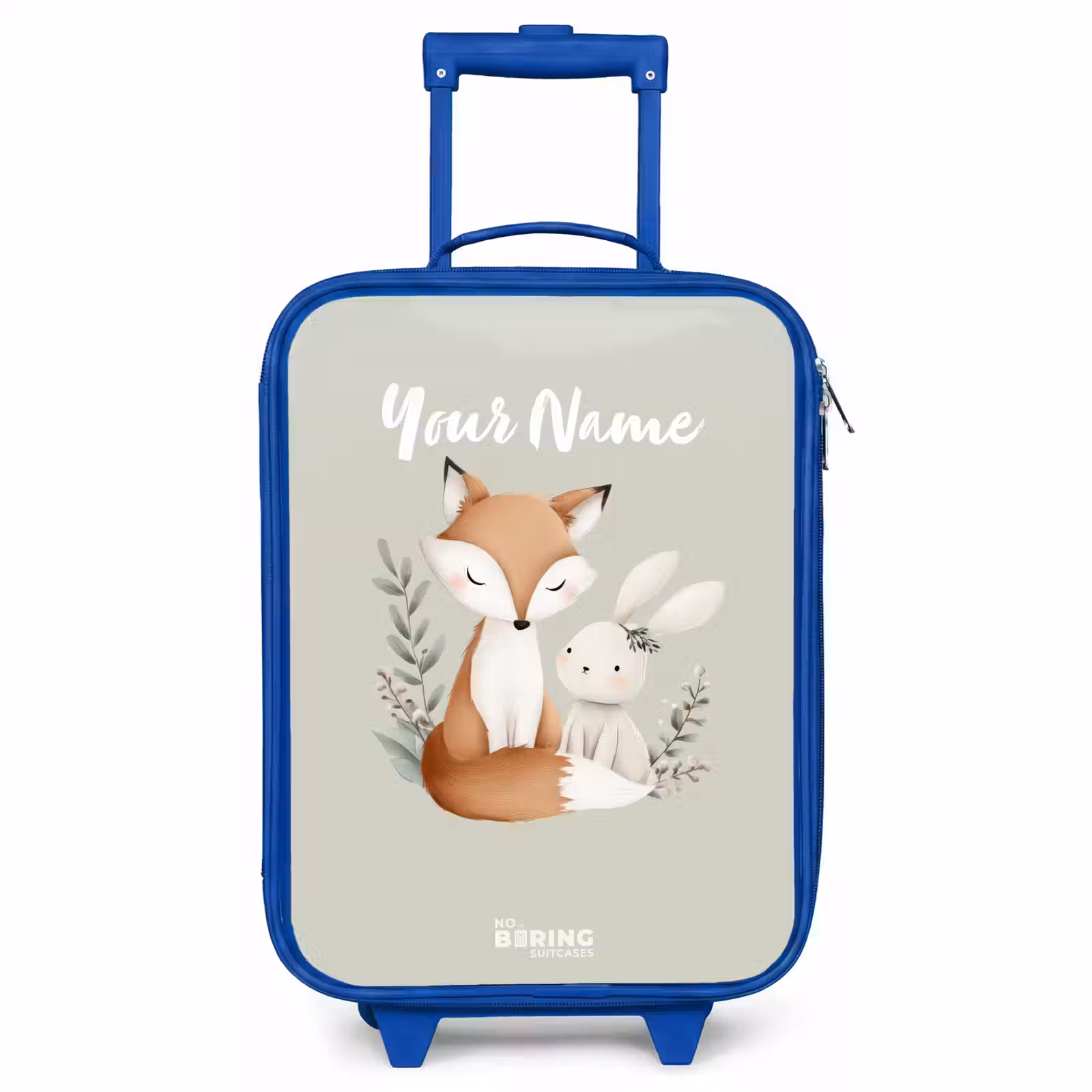 Children's suitcase - Blue - Fox and rabbit surrounded by green leaves — 1