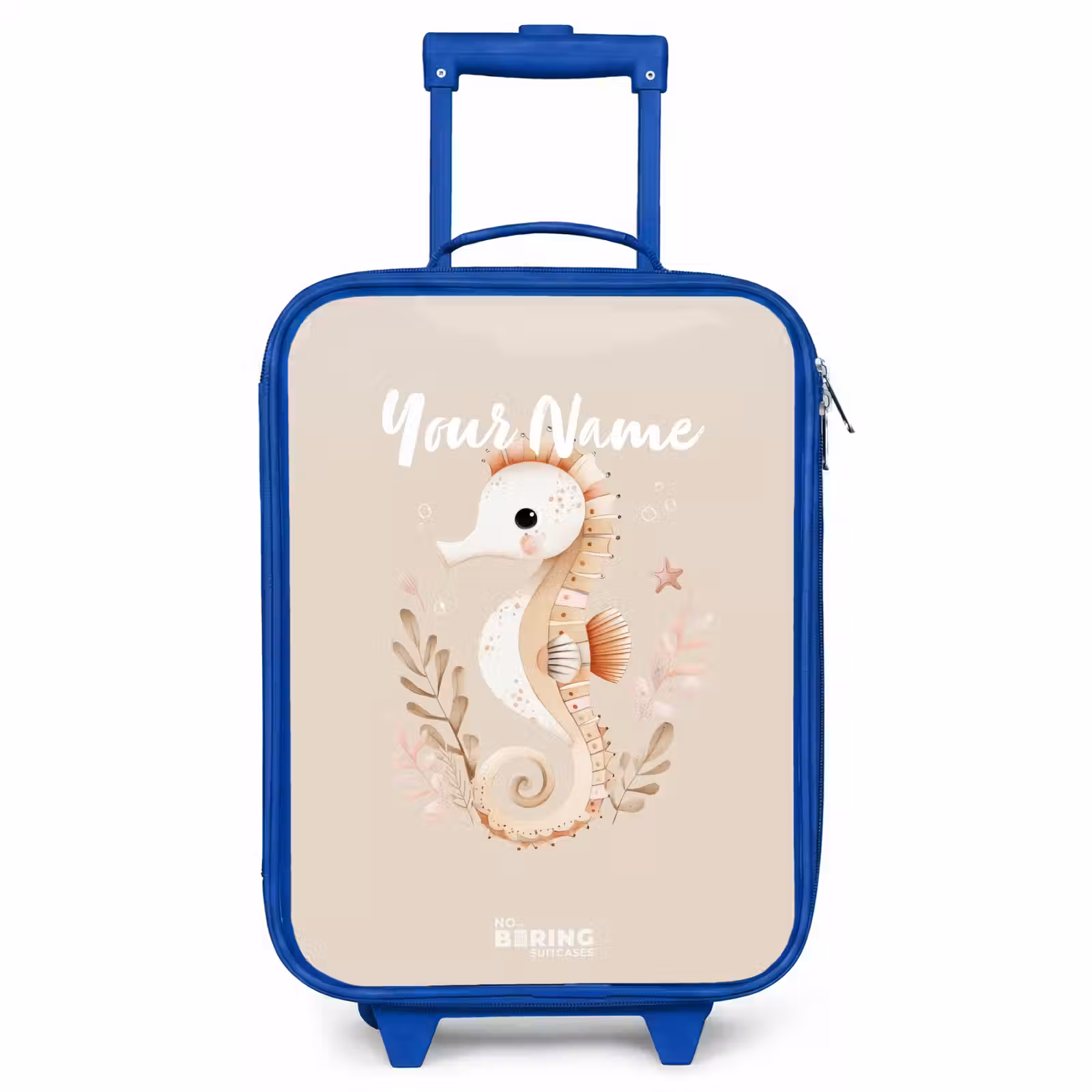 Children's suitcase - Blue - Pink seahorse among sea plants — 1