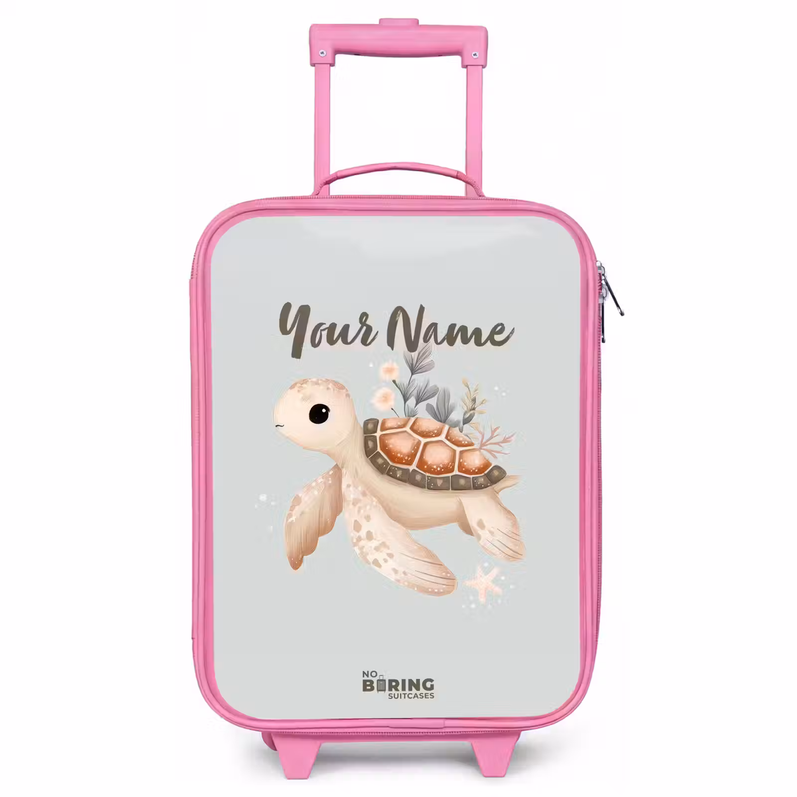 Children's suitcase - Pink - Brown sea turtle in pastel underwater world — 1