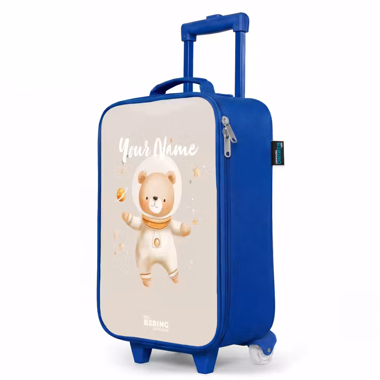 Children's suitcase - Blue - Beige space bear floats among stars — 5