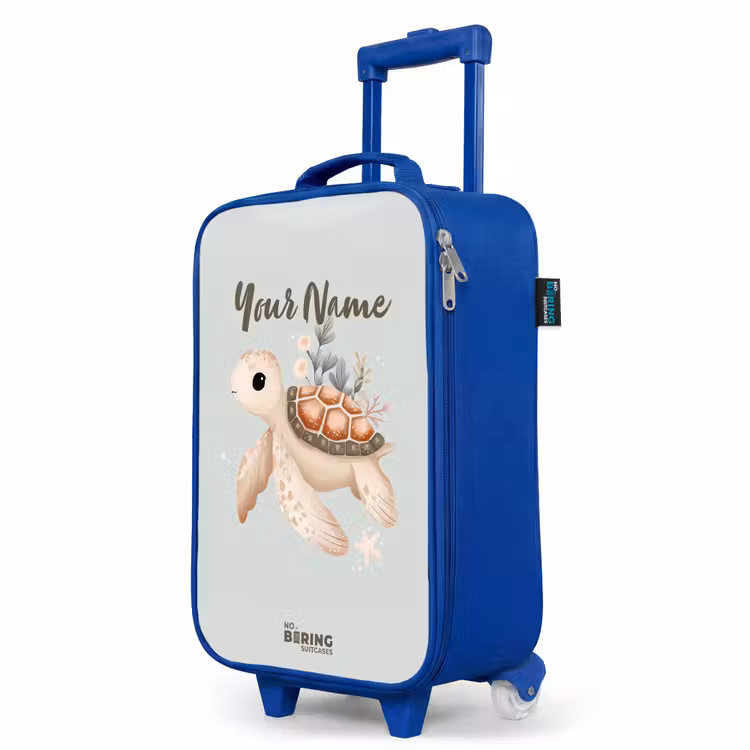 Children's suitcase - Blue - Brown sea turtle in pastel underwater world — 5